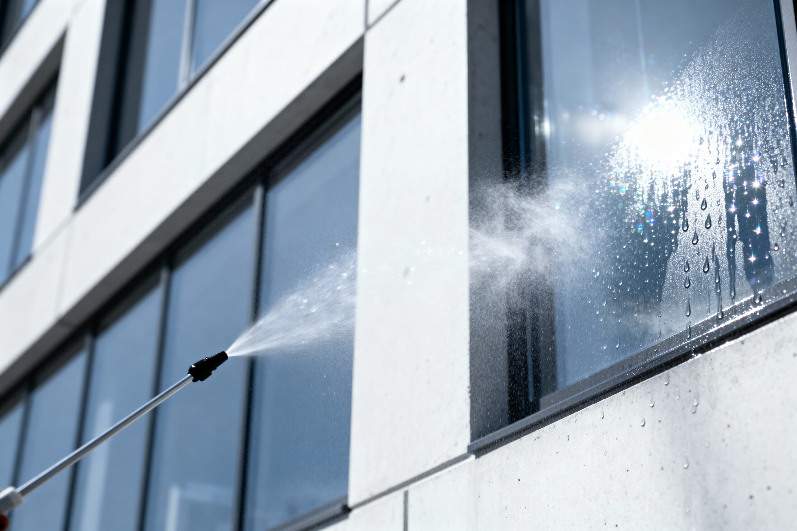 Commercial building exterior pressure washing service