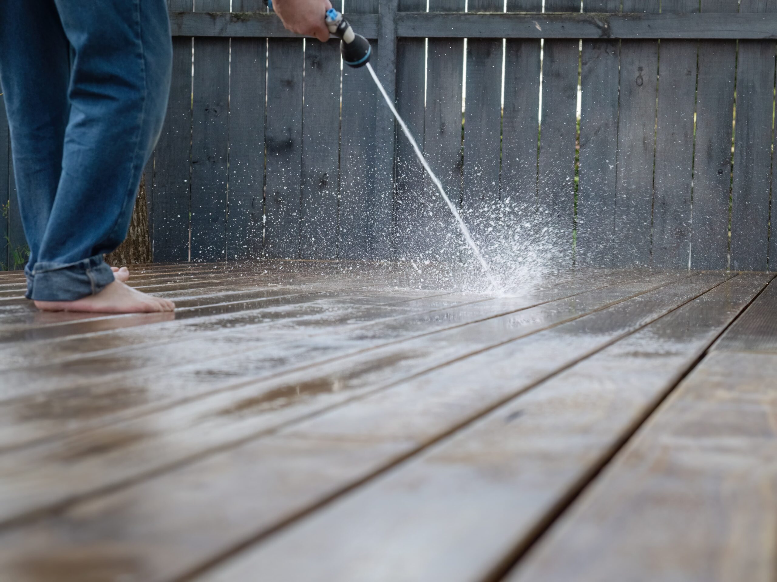 Deck and patio pressure washing restoration
